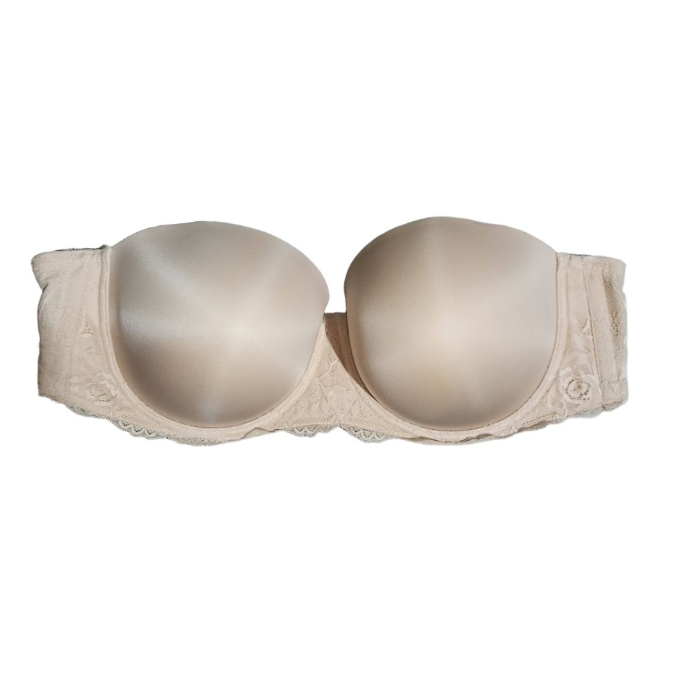 Torrid Curve Womens Beige Padded Underwire Lace Trim Strapless Bra Size 40H